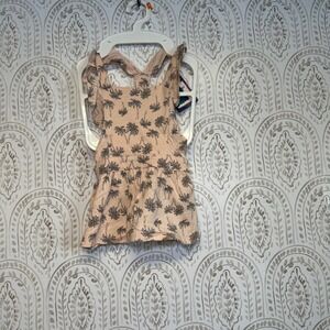 Top Paw Pink Palm‎ Tree Print Dog Dress Medium Ruffle Summer Pet Apparel